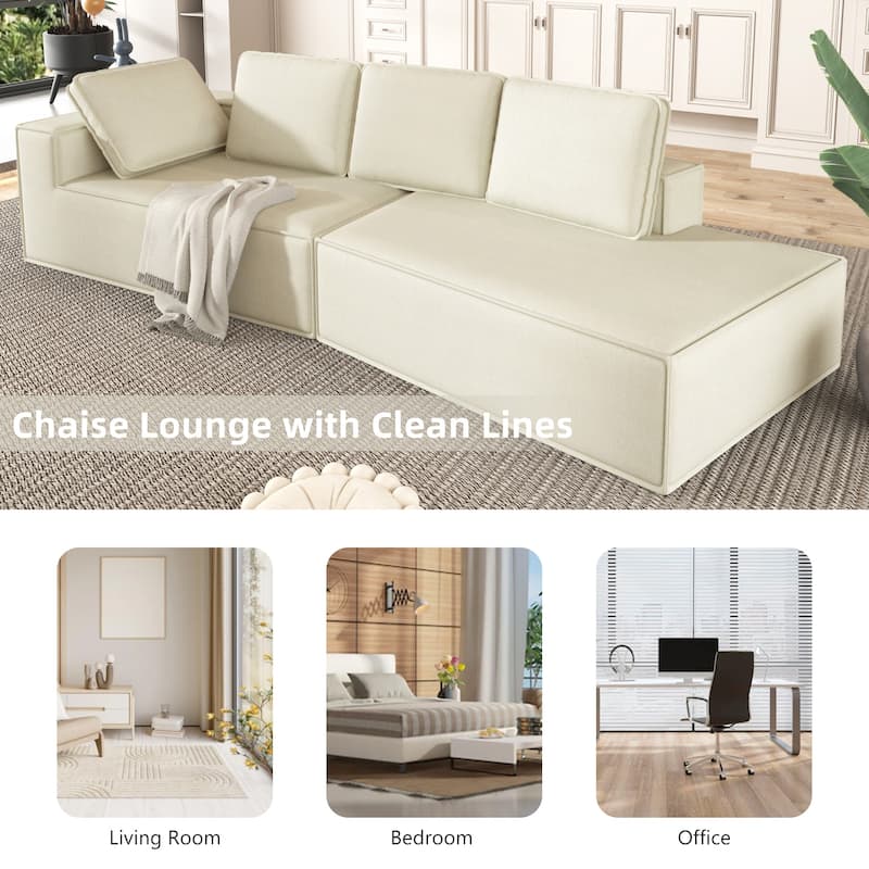 125" Stylish 4-Seater Chaise Lounge Sofa, Modern Indoor Sleeper for Cozy Living Room Relaxation