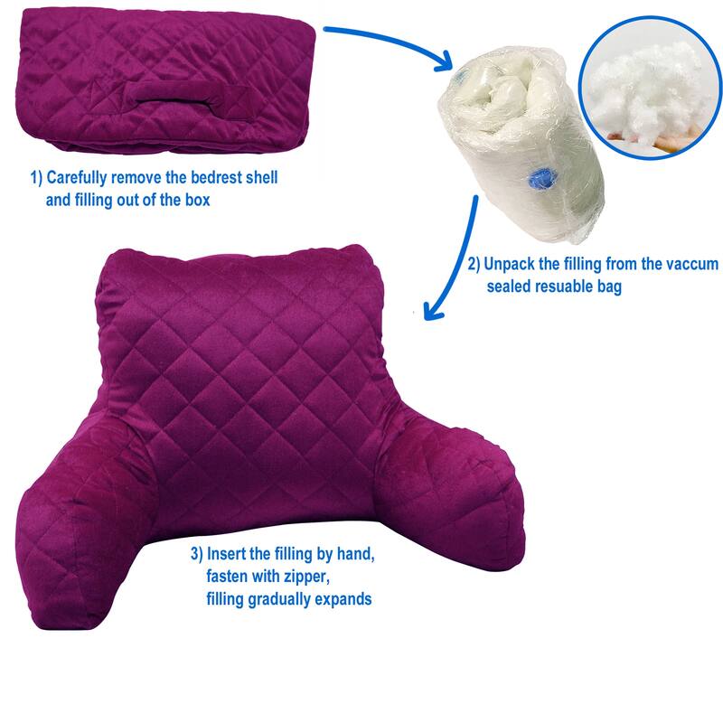 Velvet Do-It-Yourself Bedrest Reading Pillow Cover and Filling