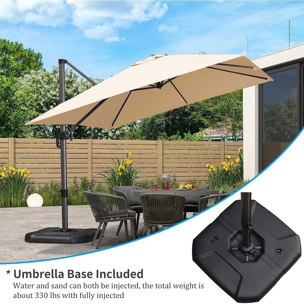 PURPLE LEAF 10 ft 360 Degree Rotation Patio Umbrella With Base