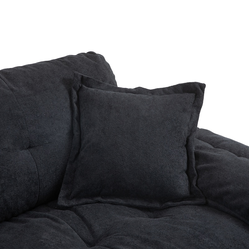 84" Chenille Sofa Small Sofa Loveseat Deep Seat Sofa Couch with 2 Throw Pillows & Memory Foam Lounge