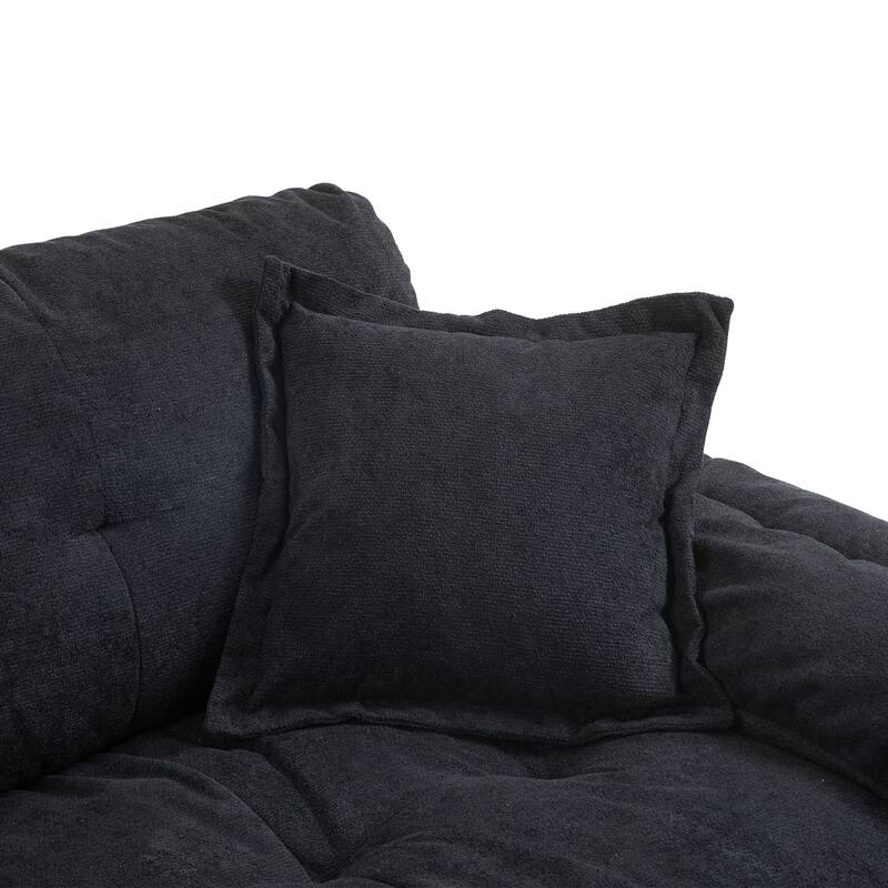 Small Sofa Loveseat Deep Seat Sofa Couch with 2 Throw Pillows, 2-Seater Settee with Pillow Top Armrests