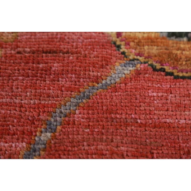 Hand Knotted Oriental 100% Wool Carpet Transitional All-Over Coral Oushak Area Rug - 9' 8'' X 8' 2''