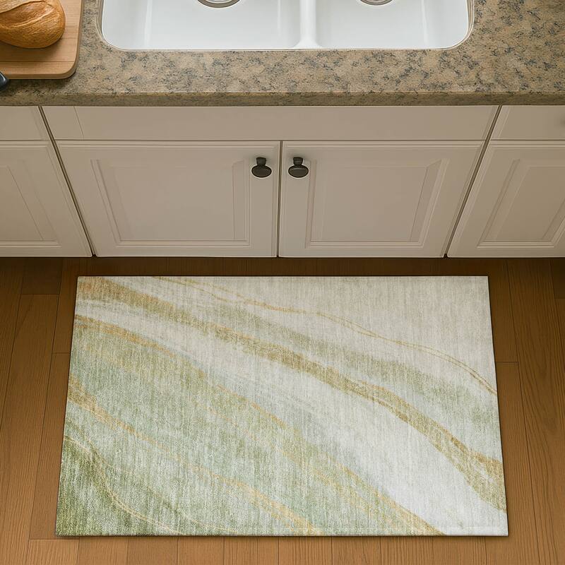 Premium Washable Super Soft Modern Motion Mayfield Rug - Sage - 1'8" x 2'6"