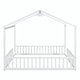 preview thumbnail 28 of 56, Double Twin House-Style Floor Bed with Fence and Guardrails, No Door
