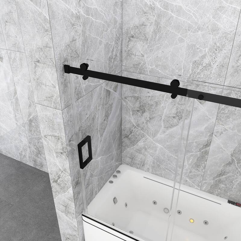 60 in. W x 58 in. H Single Sliding Tub Door with Clear Tempered Glass - 60" x 58"