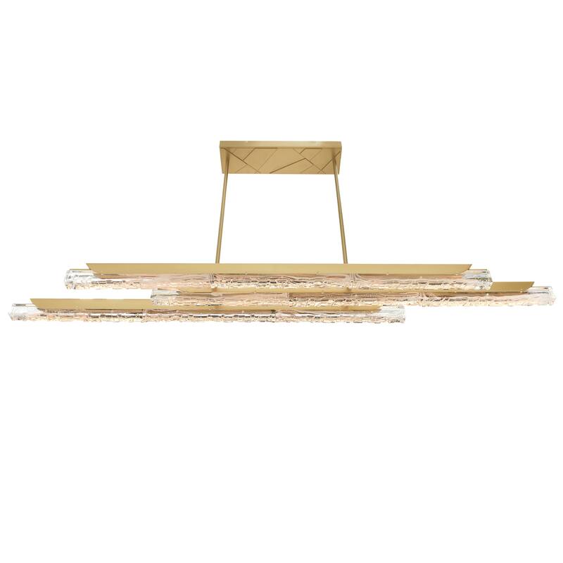 Valira Integrated LED 60in Brass Chandelier with Handcrafted Glass
