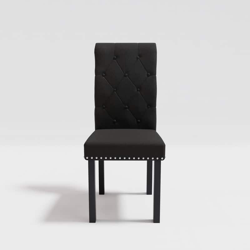 High-Back Tufted Nailhead Upholstered Dining Chairs (Set of 4)