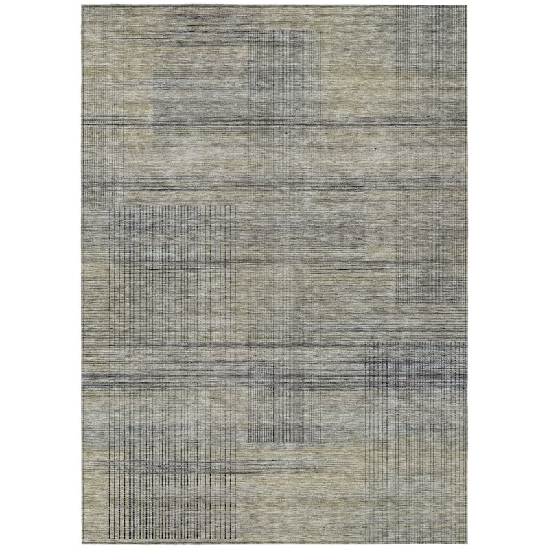 HomeRoots Striped Transitional Rectangle Outdoor Rug