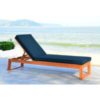 Safavieh Outdoor Living Solano Brown/ Navy Sunlounger - 24.8" x 80.9" x 37.4"