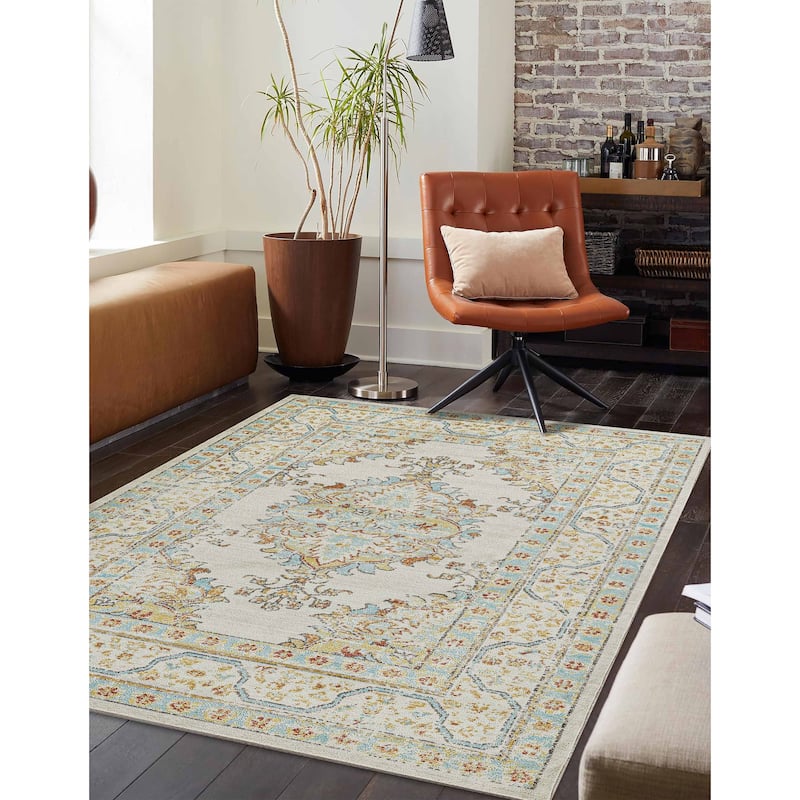 ECARPETGALLERY Machine Woven Esme Ivory Area Rug