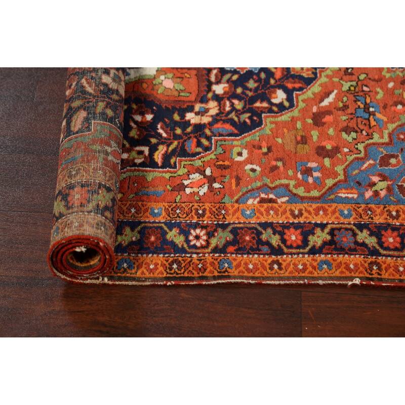 Antique Vegetable Dye Floral Sarouk Farahan Persian Area Rug Handmade - 3'5" x 4'10"