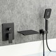 preview thumbnail 25 of 32, Waterfall Wall Mount Roman Tub Filler Faucet 3 Hole Single Handle Bathroom Bathtub Faucet with Hand Shower Black