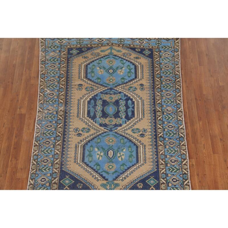 Bakhtiari Persian Vintage Area Rug Hand-Knotted Geometric Wool Carpet - 4'7"x 6'6"