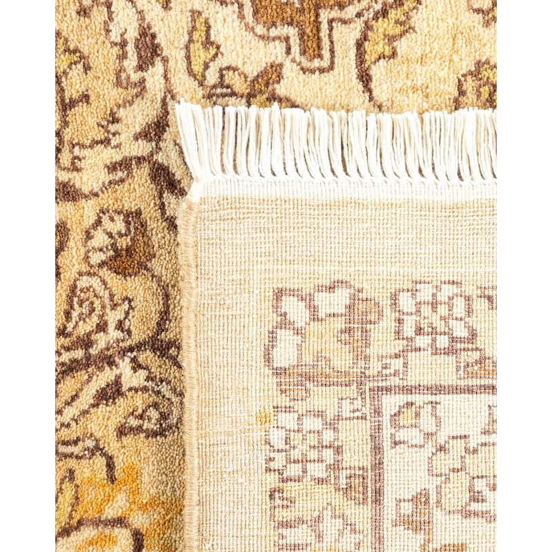 Overton Handknotted Wool Traditional Oriental Yellow Area Rug - 5' x 8'