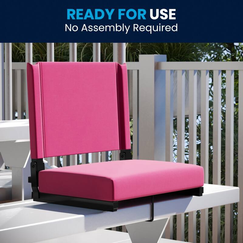 Padded Stadium Chairs with Handles and Bleacher Hooks (Set of 2) - 14"D x 18"W x 18"H