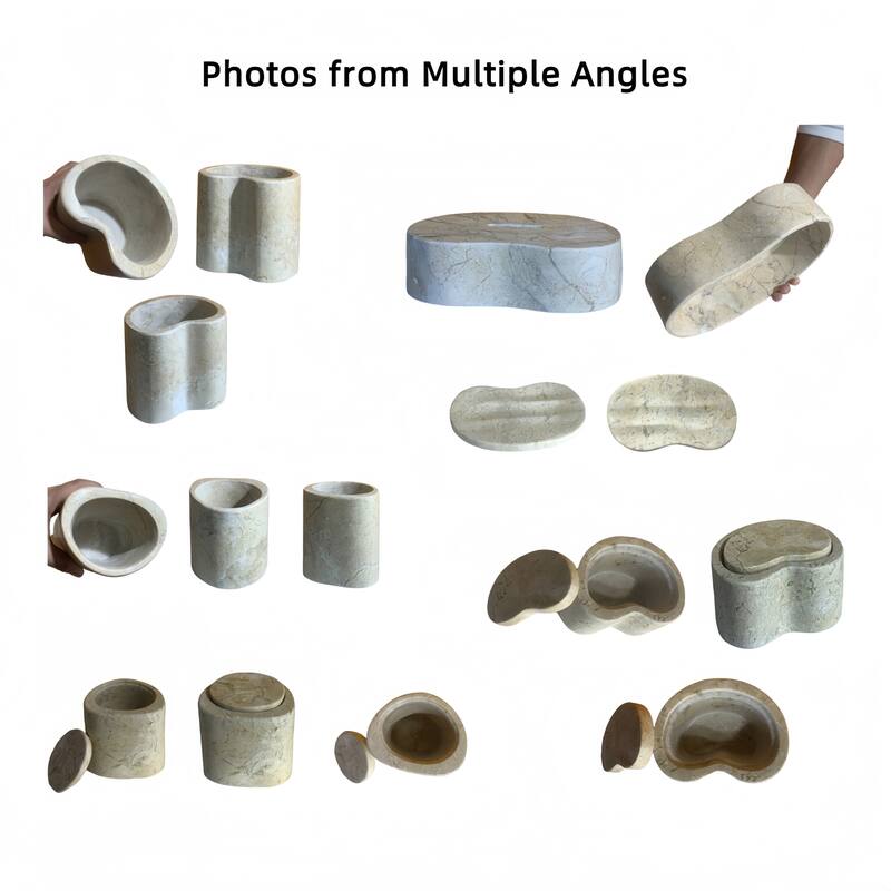 Roomfitters Marble Bathroom Accessories Set, Natural Stone Countertop Organizer Set, Solid Marble Vanity Accessories