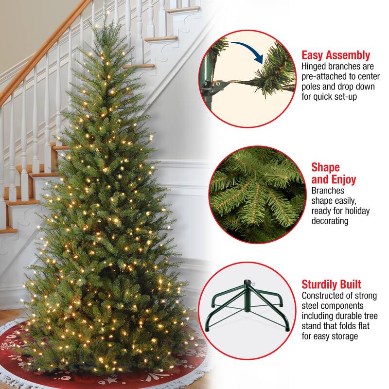 National Tree Company 6.5 ft. Dunhill Fir Slim Tree with Clear Lights - 6.5 Foot