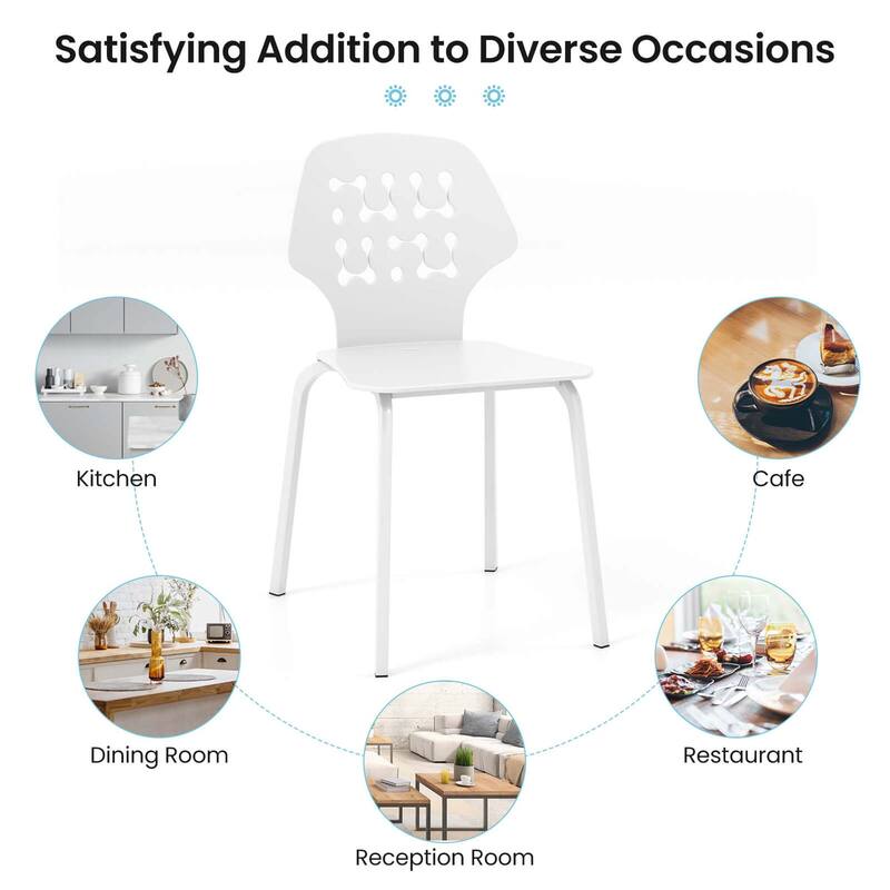 Costway Metal Dining Chair Set of 4 Armless Kitchen Hollowed Backrest - See Details