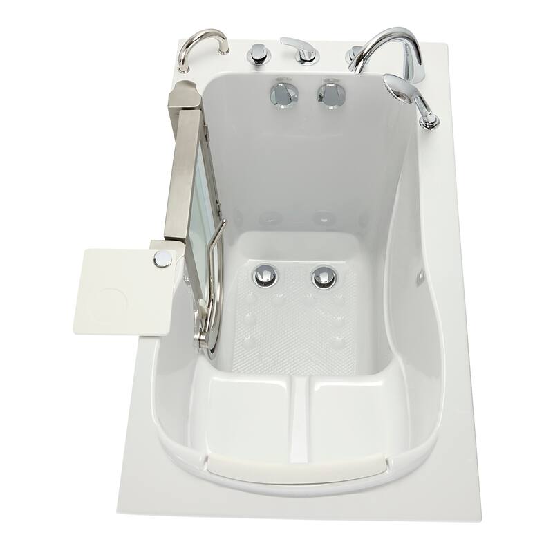 Ella Petite 28"x52" Acrylic Walk-In Bathtub with Inward Swing Door, 5 Piece Fast Fill Faucet, 2" Dual Drain - Left Door - Soaking