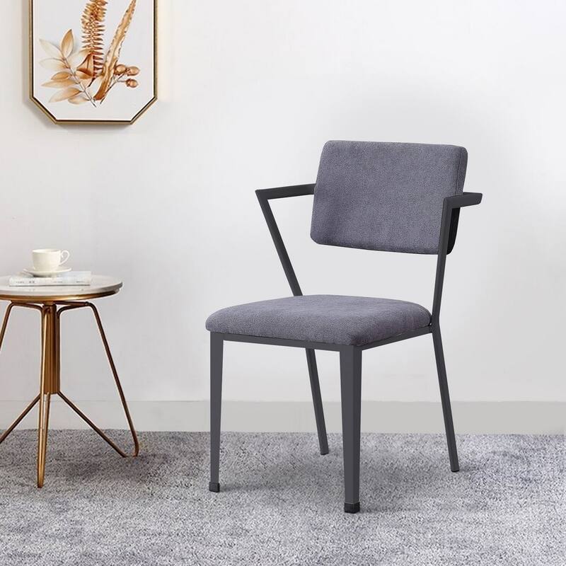 Black/Gray Fabric Upholstered Metal Frame Dining Chair, Set of 2, Sturdy Dining Chair for Dining Rooms - 20.5