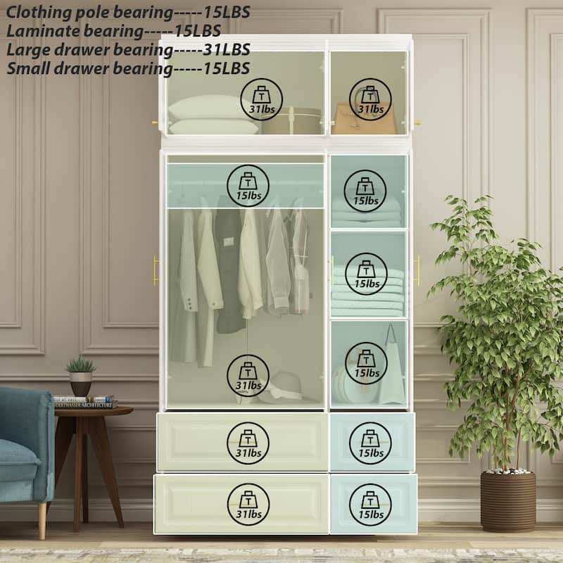 Modern Freestanding Wardrobe Armoire Closet High Cabinet Storage White - 93.7"H