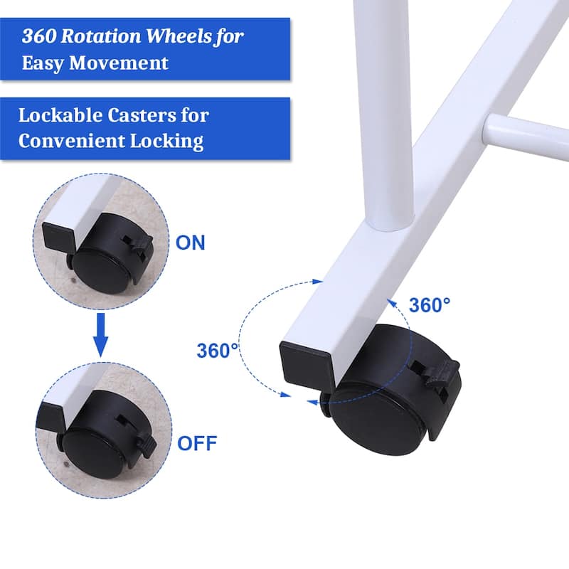 Metal Double Rail Clothes Stand on Wheels