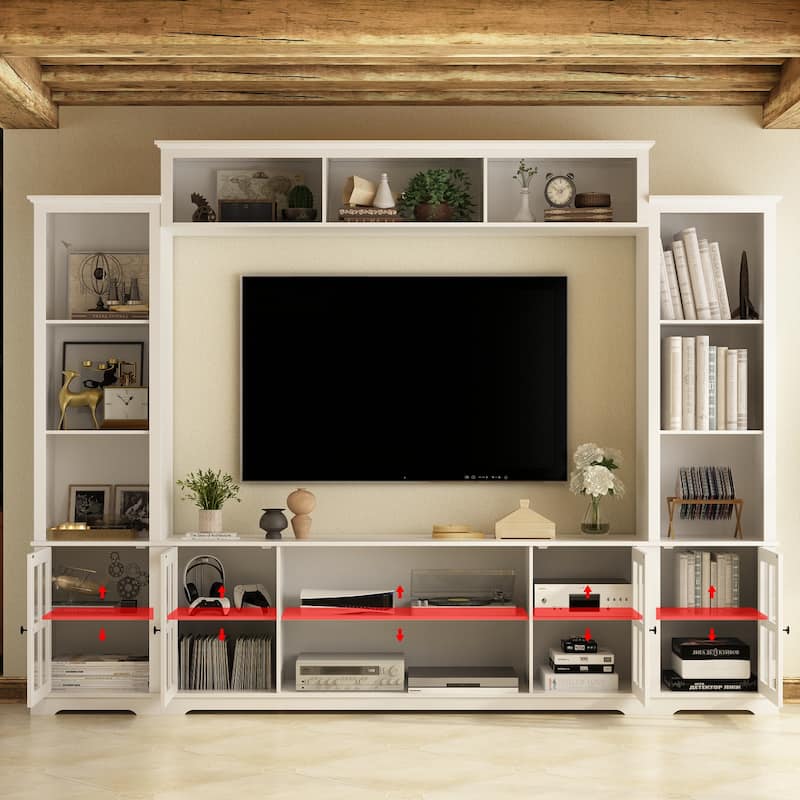 Large Modern Wood Entrainment Centers in White TV Stand Wall Cabinet
