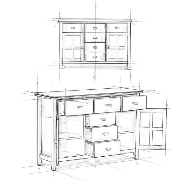 dimension image slide 5 of 6, WYNDENHALL Stratford Solid Wood Transitional Sideboard Buffet - 54 inch Wide