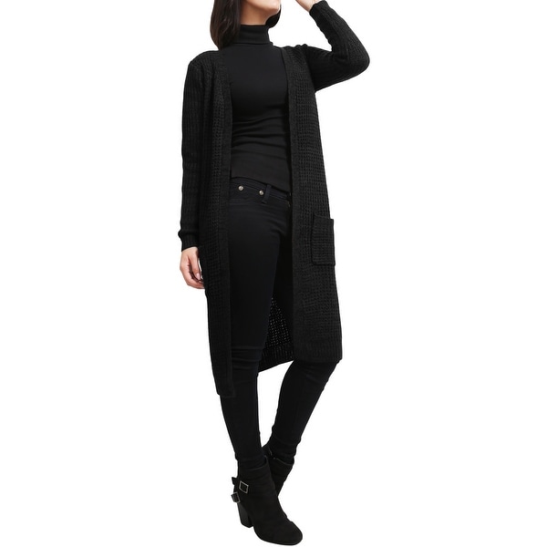 knee length black cardigan