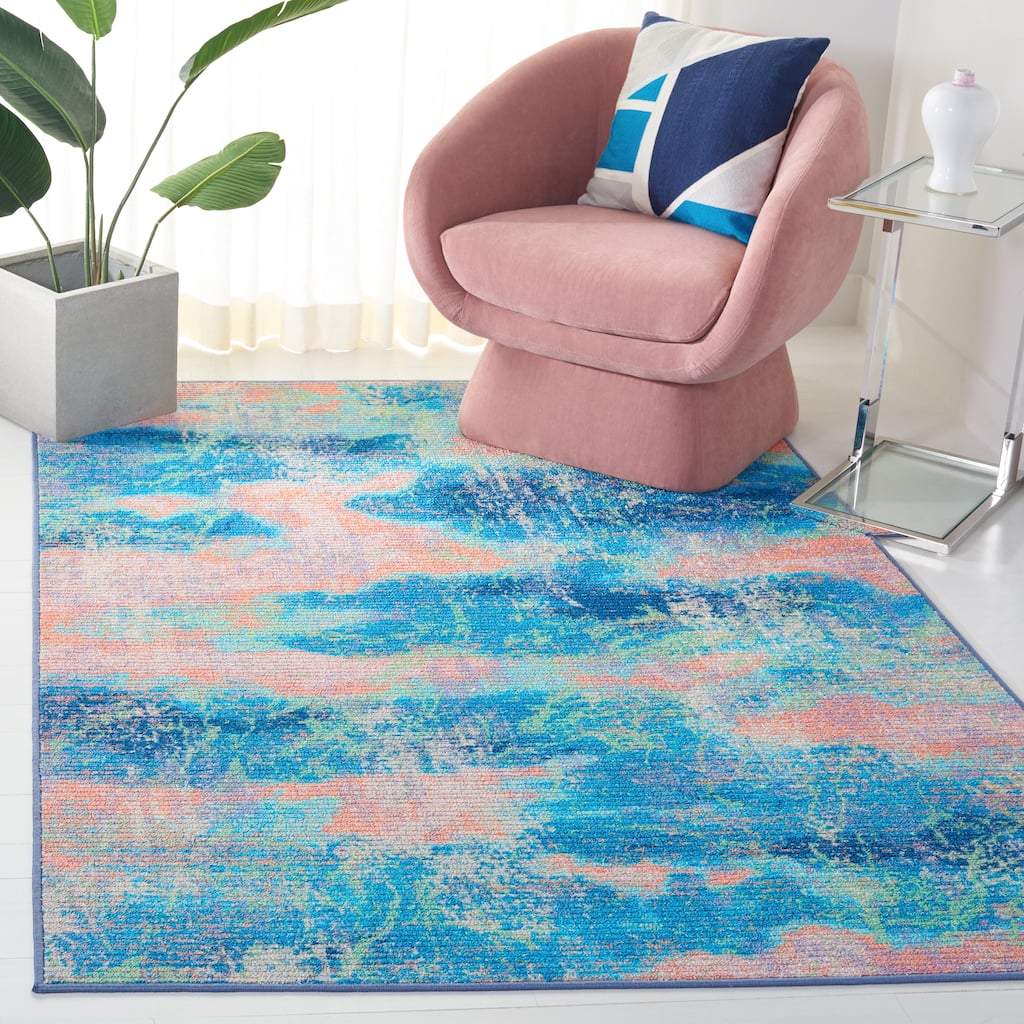 SAFAVIEH, Sequoia Machine Washable Slip Resistant Celie Abstract Rug