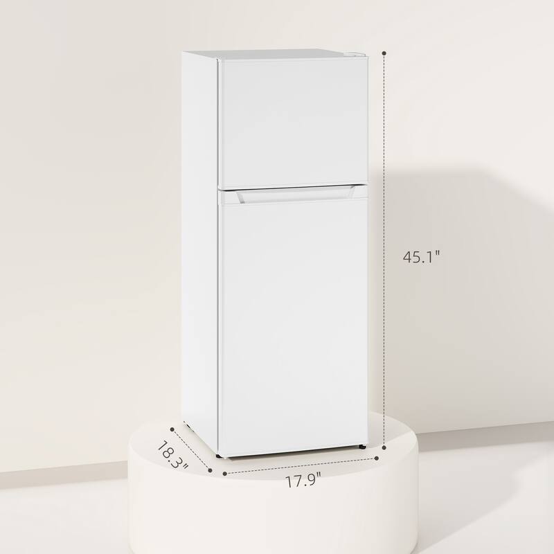 HOMCOM 4 Cu.Ft Mini Fridge with Freezer, Double Door Compact Refrigerator with Adjustable Thermostat for Bedroom - White