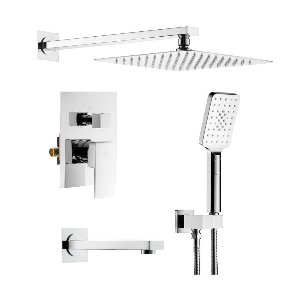 Cube Pressure Balanced 3-Function Shower System with Rough-In Valve