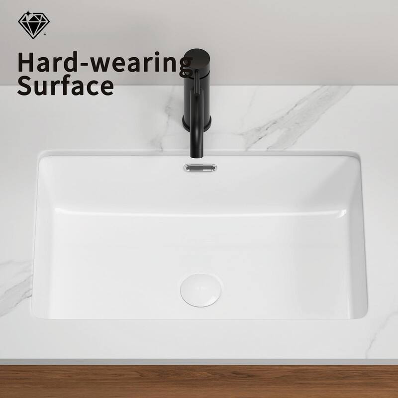 Eridanus Undermount Kitchen Sink - White Ceramic Sink, Deep Single Bowl (Without Bottom Grid and Strainer Drain