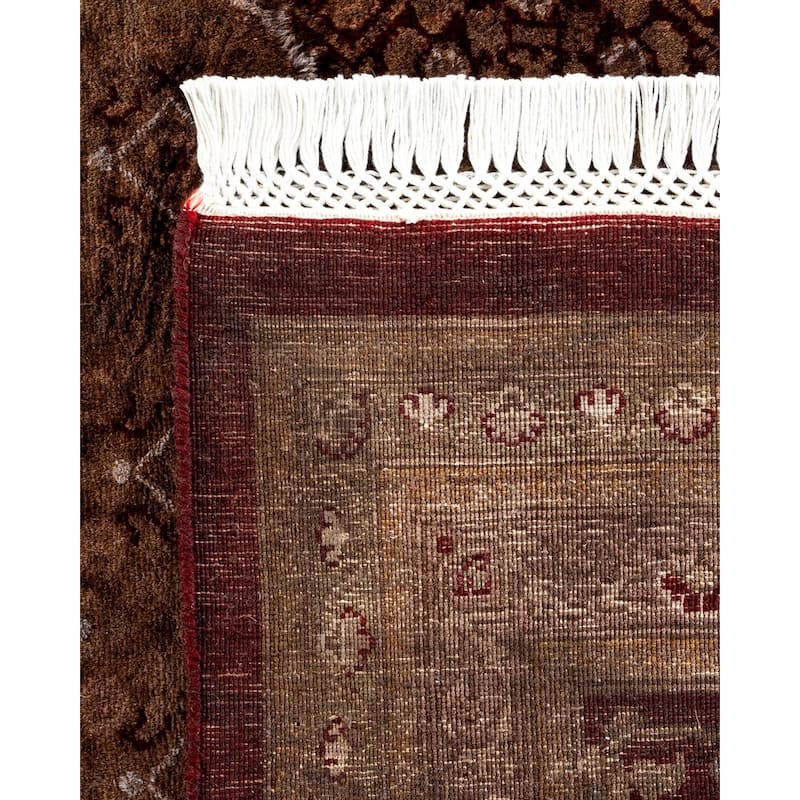 Overton Hand Knotted Wool Vintage Inspired Modern Contemporary Overdyed Brown Area Rug - 10' 1" x 14' 5"