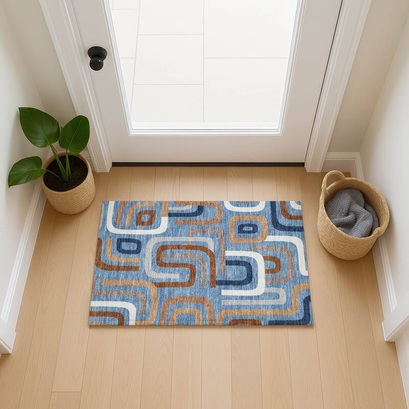 Machine Washable Indoor/ Outdoor Modern Penner Chantille Rug
