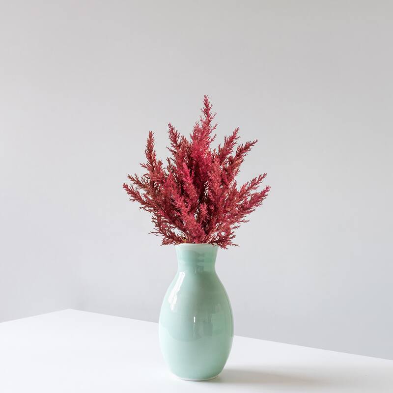 Artificial Pampas Grass Floral Bundle Spray - 14" - Rose Red