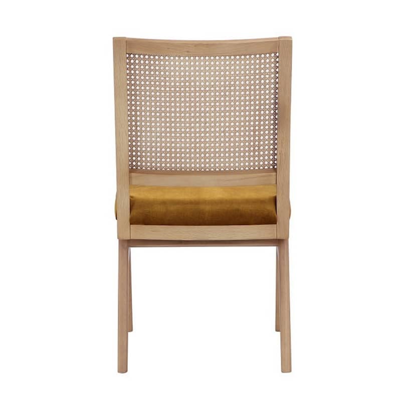 Brown/Gold Fabric Upholstered Wood Frame Dining Chair, Set of 2, Sturdy Dining Chair for Dining Rooms - 22.75