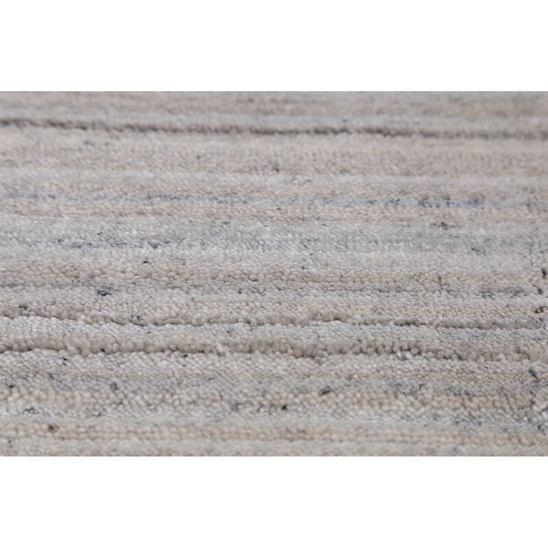 Hand Knotted Oriental 100% Wool Carpet Tribal Stripe Greys & Charcoal Gabbeh Area Rug - 12' 0'' X 8' 10''