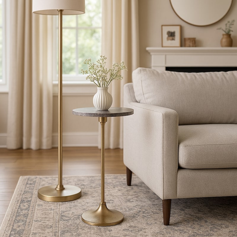 Modern Small Accent End Table with Metal Base - 27"