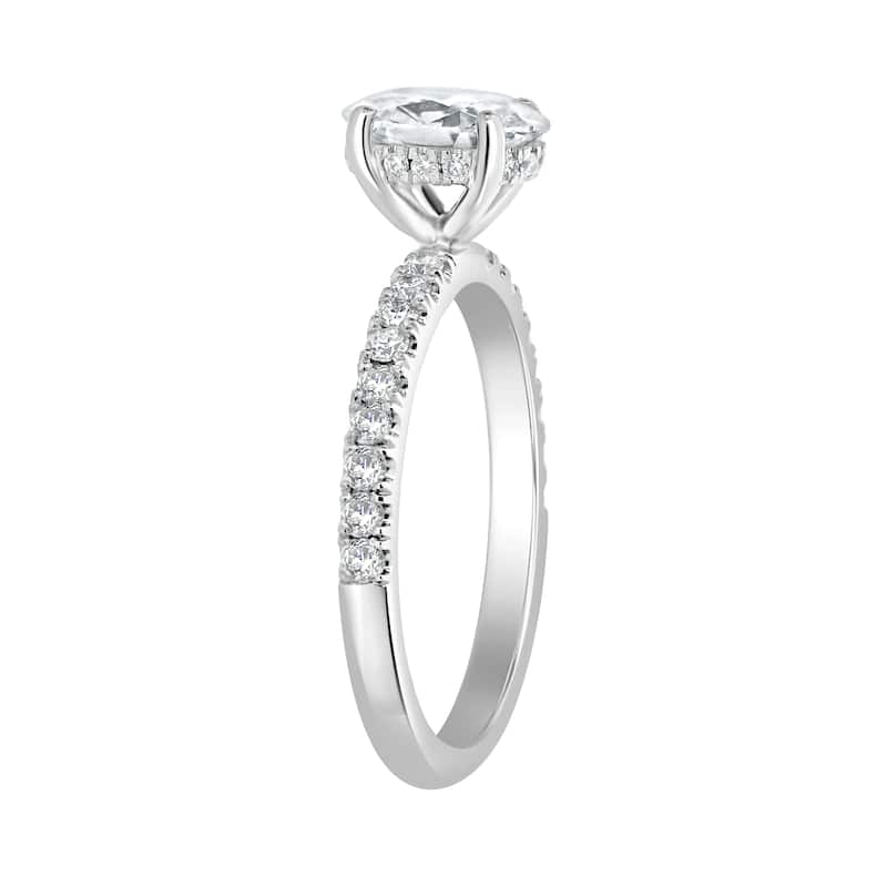 Auriya Lab Grown 2 1/3 ct Oval Cut with Hidden Halo Diamond Engagement Ring in 14k Gold (H-I, SI1-SI2)