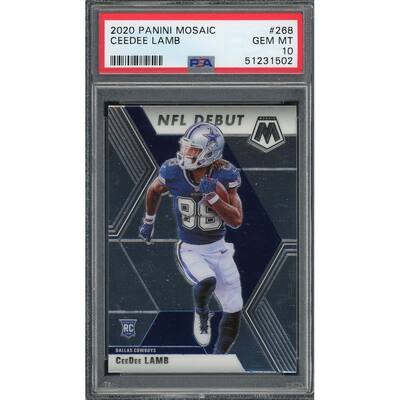 Ceedee Lamb 2020 Panini Mosaic Football Rookie Card RC #268 PSA 10 - 8'6" x 11'6"