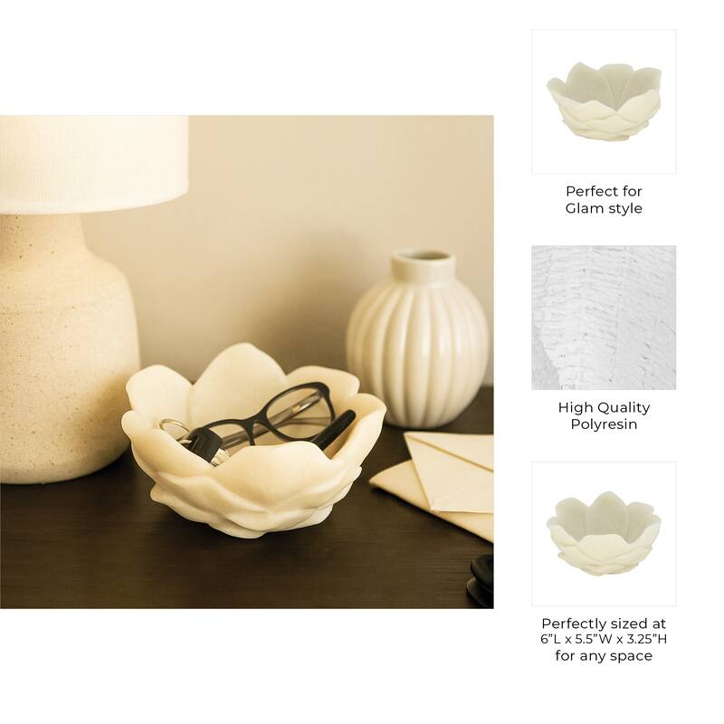 Decorative Resin Lotus Flower Inspired Bowl - 6" - 6.0"