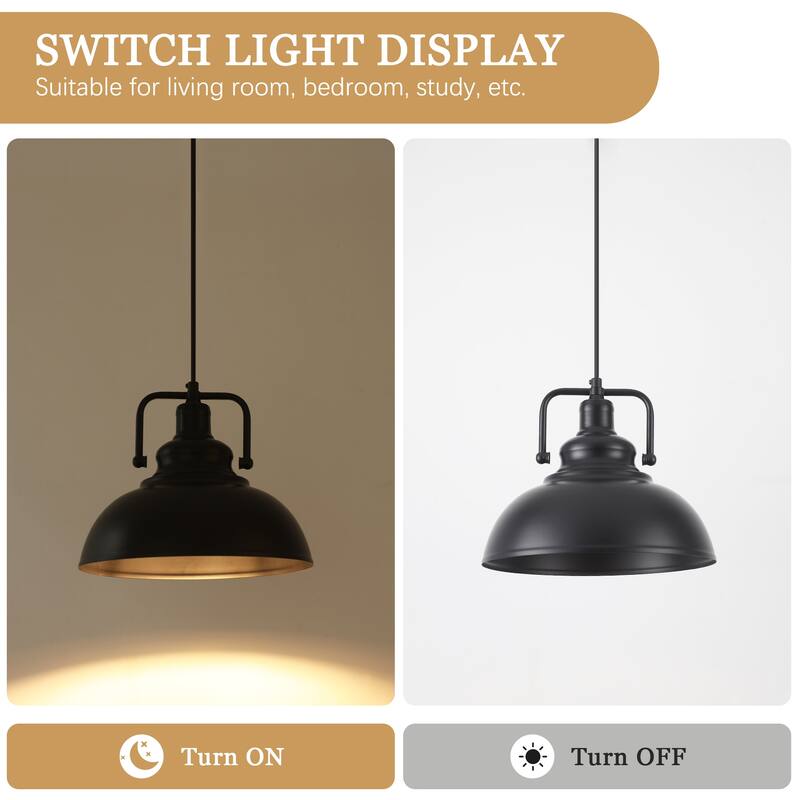 1 - Light Modern Industrial Plug-In Pendant Light with Metal Dome Lampshade