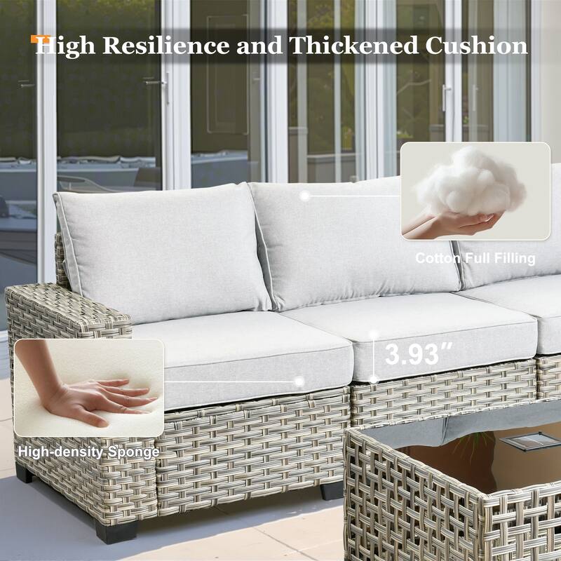 XIZZI 10-piece Outdoor Patio Furniture Sectional Set with Fire Table