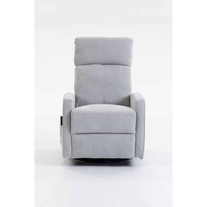 270° Swivel Glider Recliner with Heated Massage, 300LBS Velvet Recliner with Locking Handle & Deep Side Storage