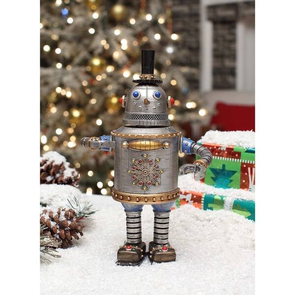 Shop Set Of 2 Gray And Gold Snowman Robot Christmas Tabletop Decor