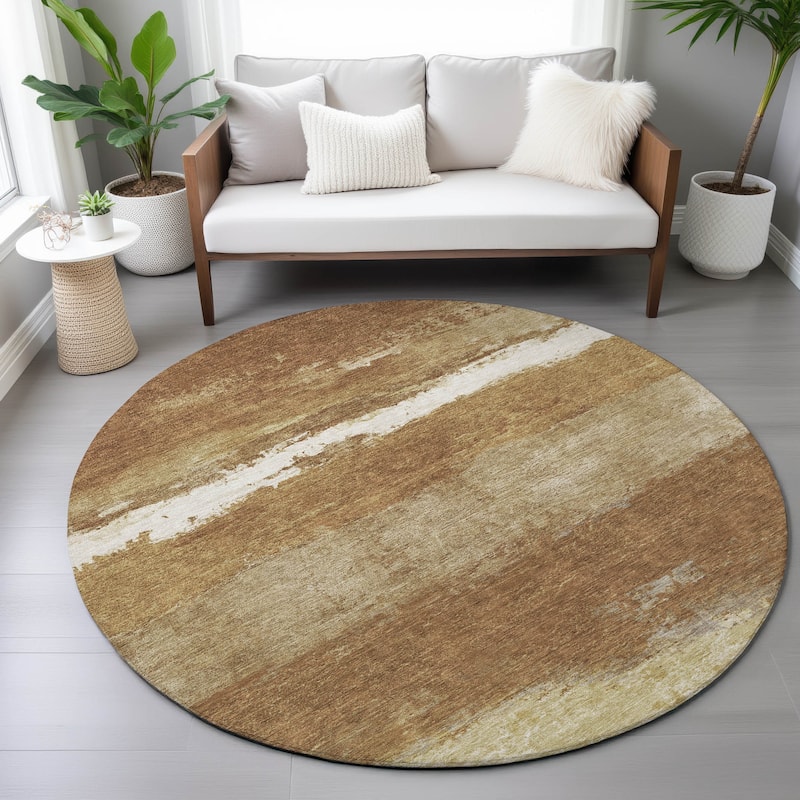 Machine Washable Indoor/Outdoor Watercolor Ombre Chantille Rug