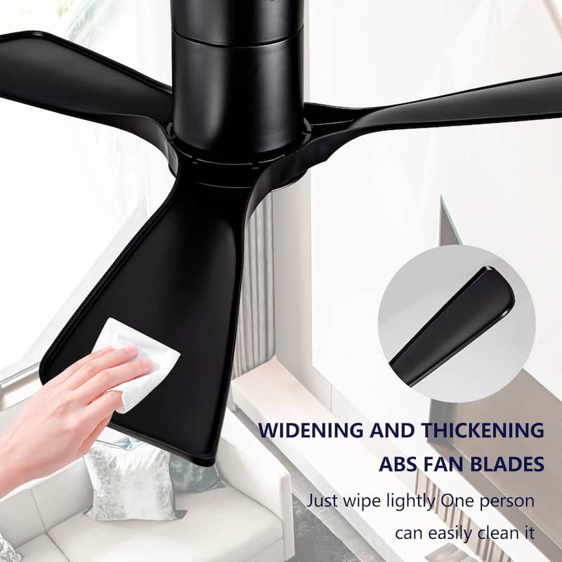 42" Flush Mount Ceiling Fan with Lights and Remote Control, Quiet DC Motor