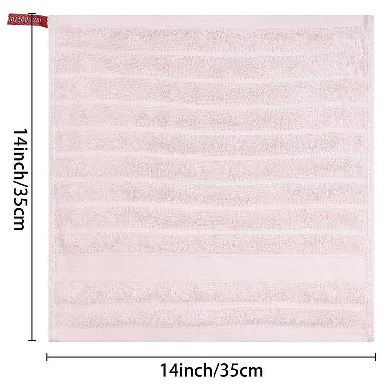Striped 12 Pack Washcloths, Pure Cotton Face Towels, Comfort Towels for Bathroom, Hotel, Spa 14"x14"