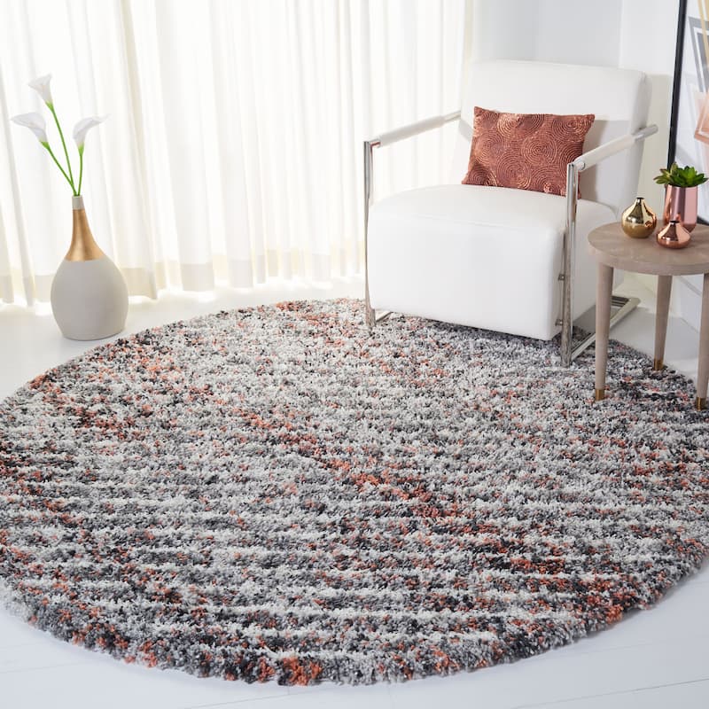 SAFAVIEH Canyon Shag Isaura Flokati Rug - 6'7" Round - Grey/Ivory